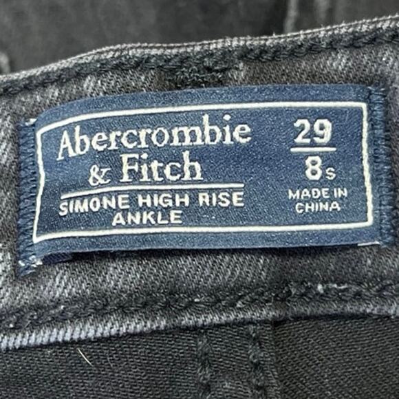 Abercrombie & Fitch Simone Black High Rise Skinny Crop Ankle Denim Jeans Size 29 - Picture 4 of 5